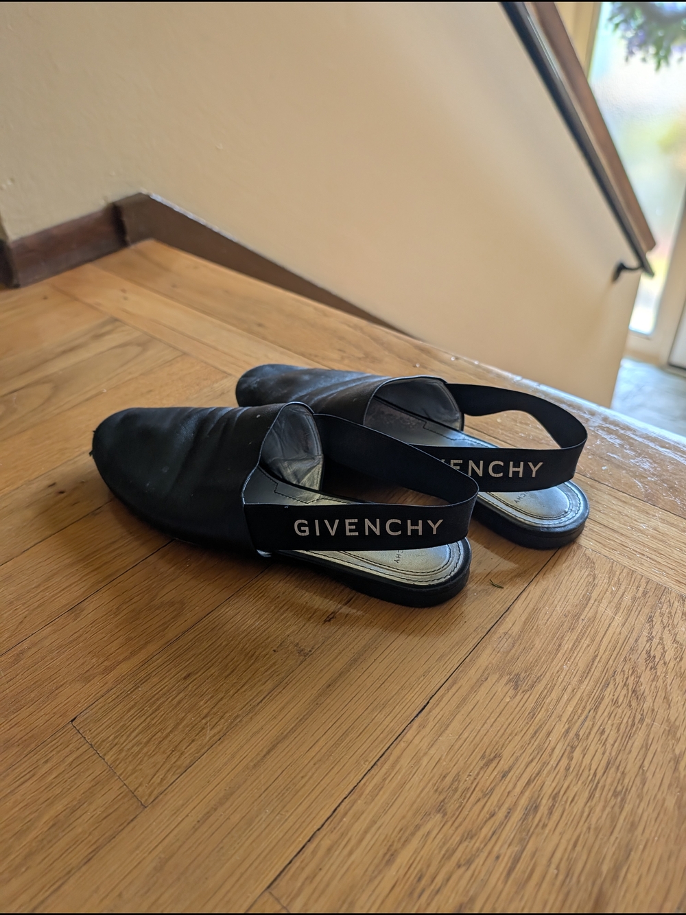 Givenchy Black Leather Slingback Flats